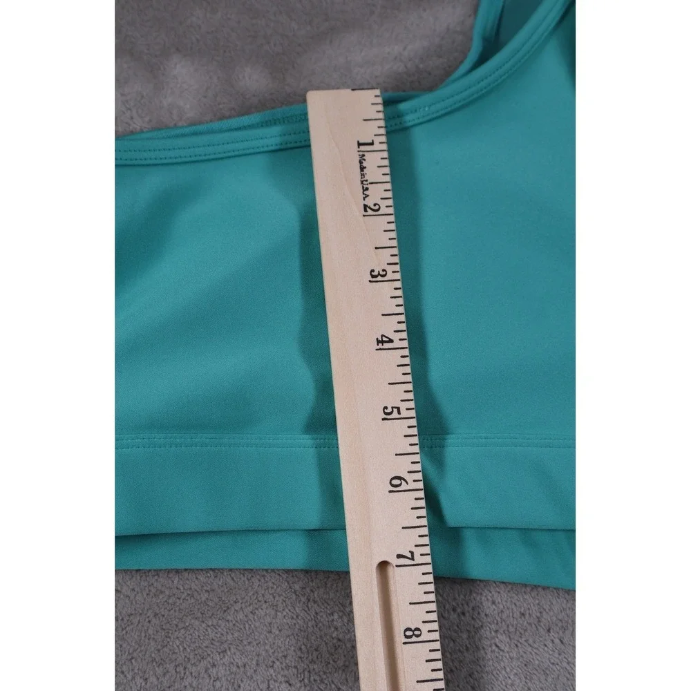 ALO Bra Womens S Green Sports Bra Racerback Yoga Nylon Blend Logo Fitted
